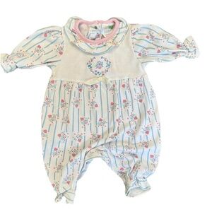 Sears Kids & More 0-6 mos baby long‎ sleeved one piece floral pattern romper VTG